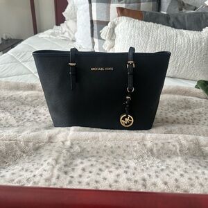 Michael Kors Black Tote with Gold Accents medium size